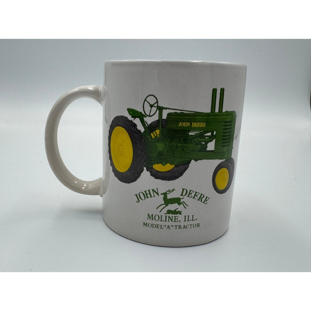 John Deere Coffee Mug Model A Tractor‎ Vintage Moline IL White Ceramic Gifts Etc